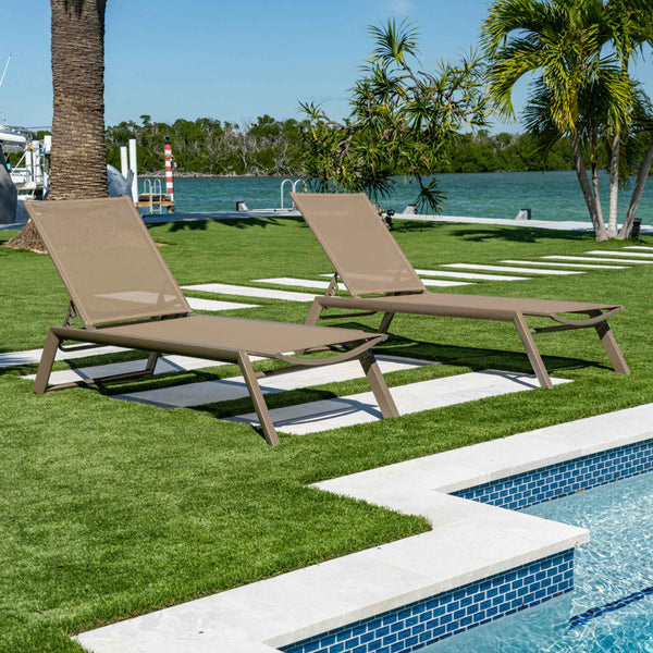 Rainbow Outdoor Odessa Set of 2 Chaise Loungers - Capuccino