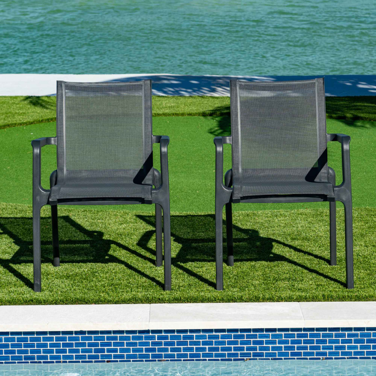 Rainbow Outdoor Paris Set of 2 Sling Armchairs - Anthracite