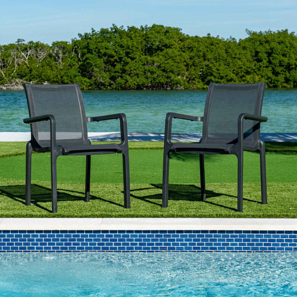 Rainbow Outdoor Paris Set of 2 Sling Armchairs - Anthracite