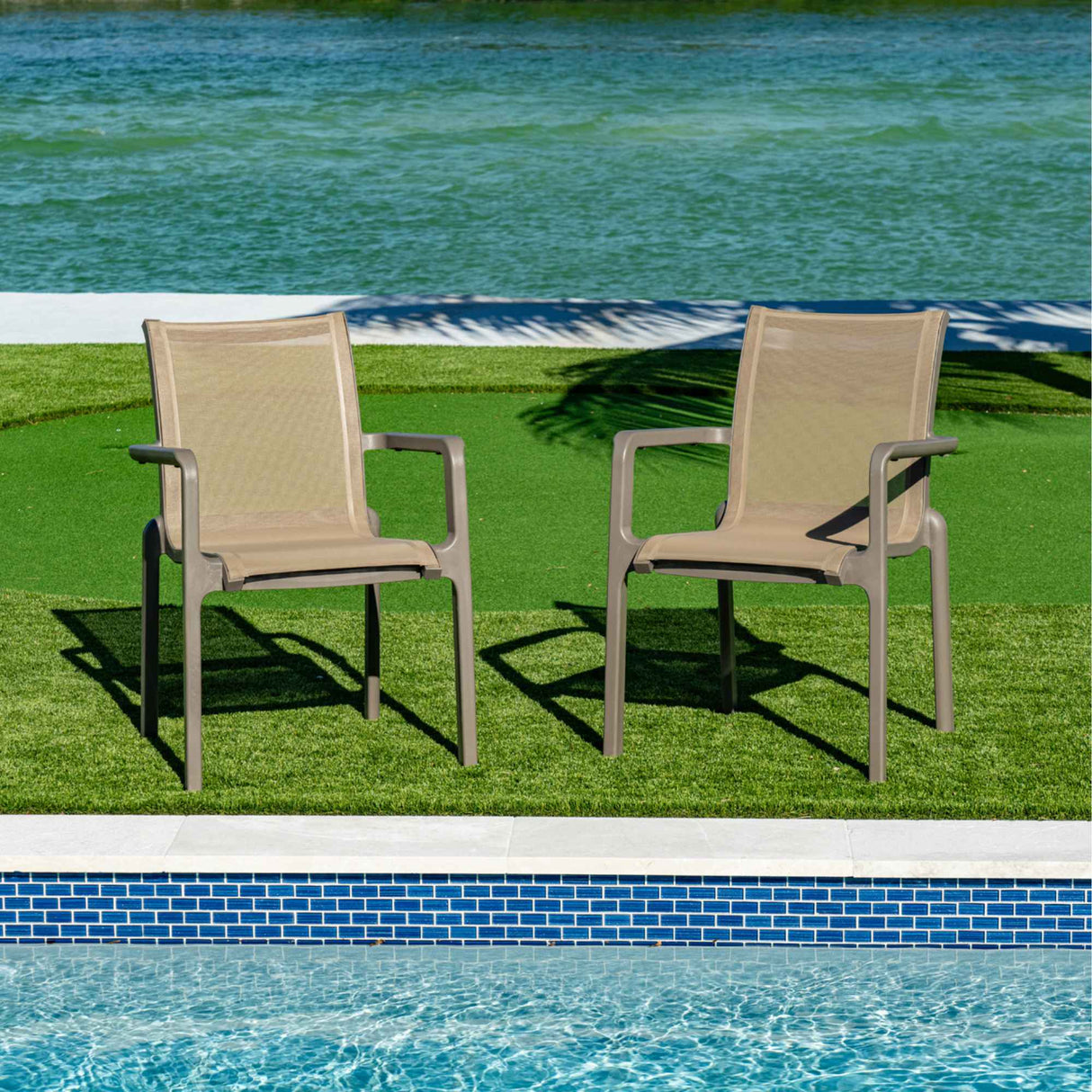 Rainbow Outdoor Paris Set of 2 Sling Armchairs - Cappucino