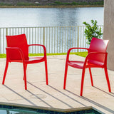Rainbow Outdoor Pedro Set of 2 Stackable Armchair-Red