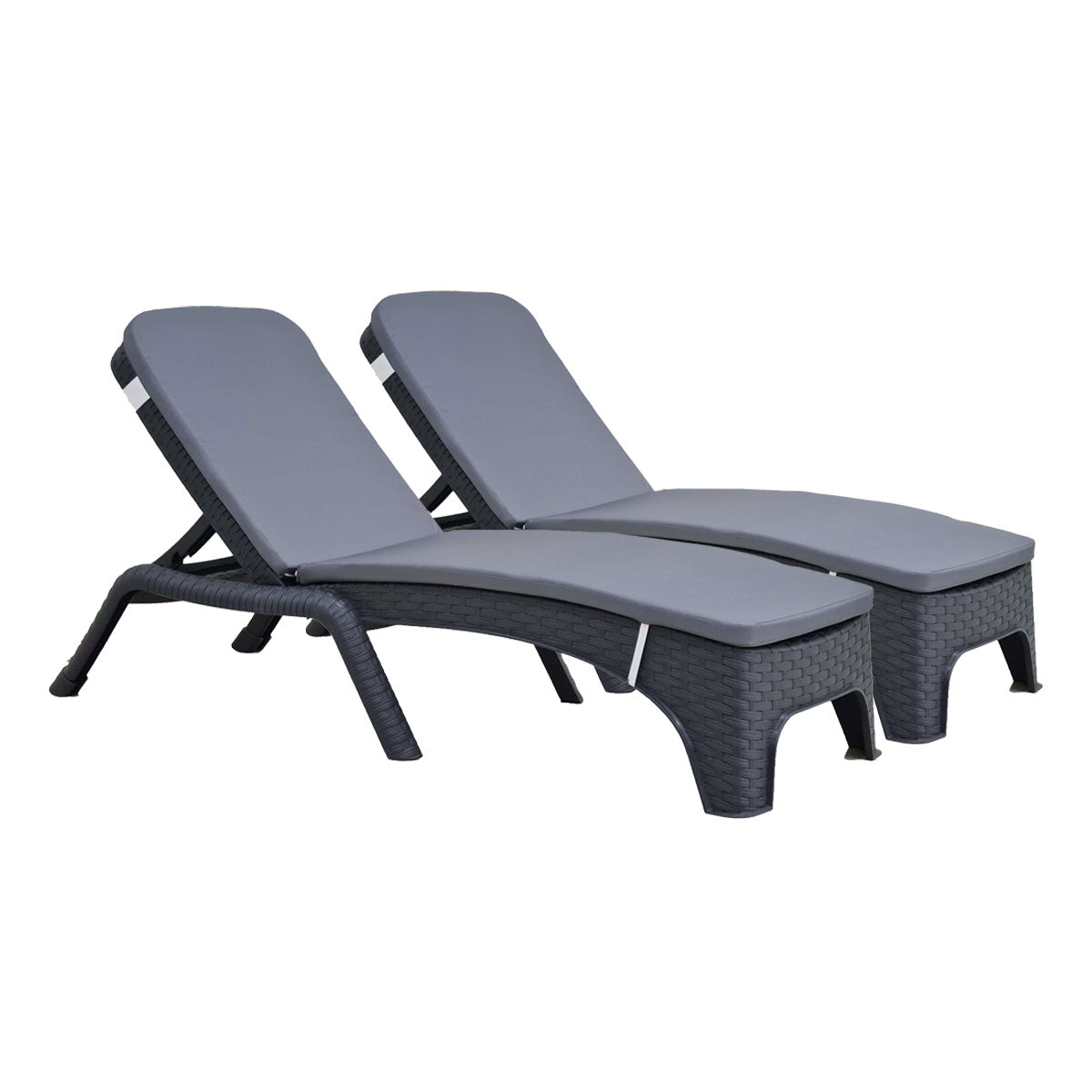 Rainbow Outdoor Roma Set of 2 Chaise Lounger With Cushion-Anthracite