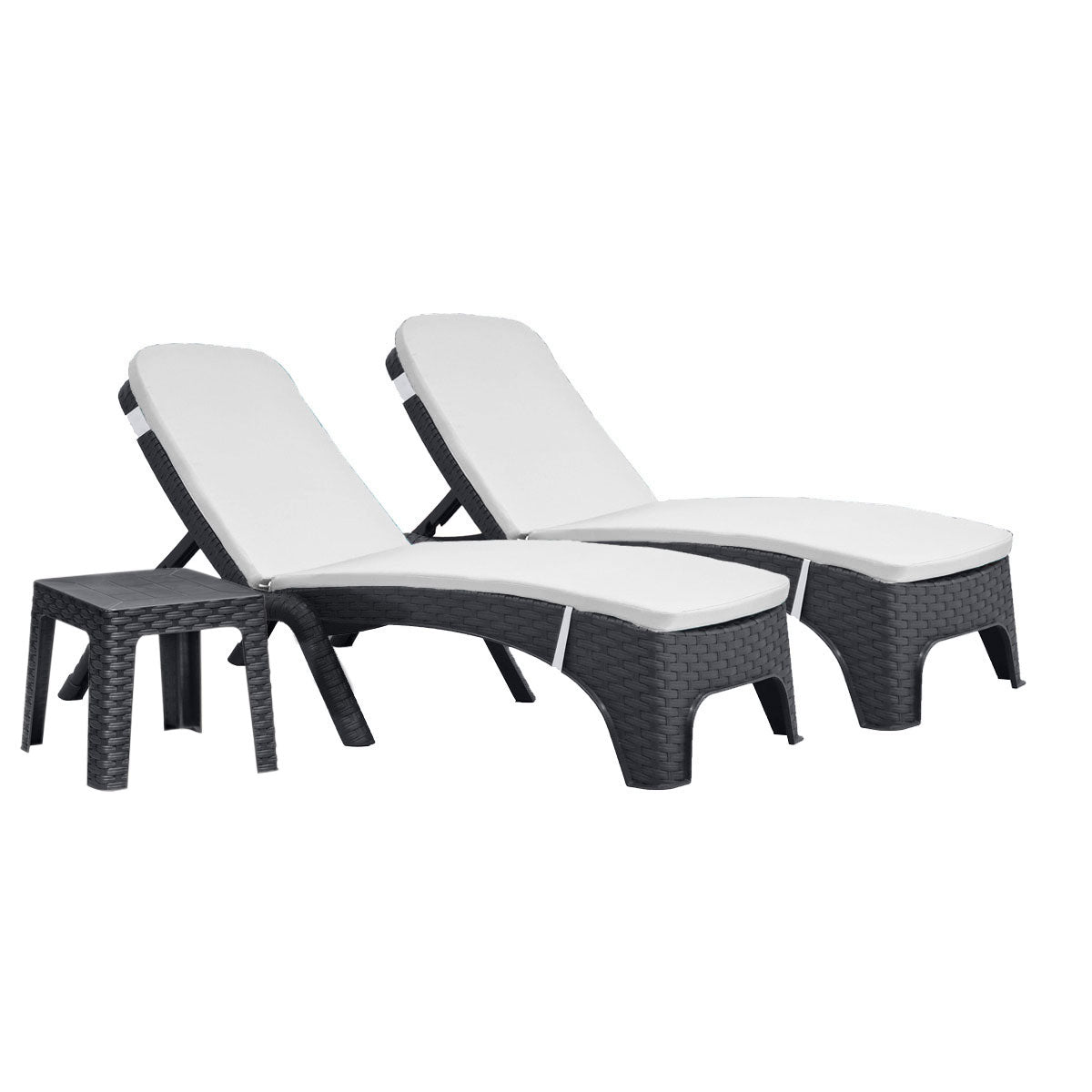 Rainbow Outdoor Roma 3-Piece Chaise Lounger Set With Cushion-Anthracite