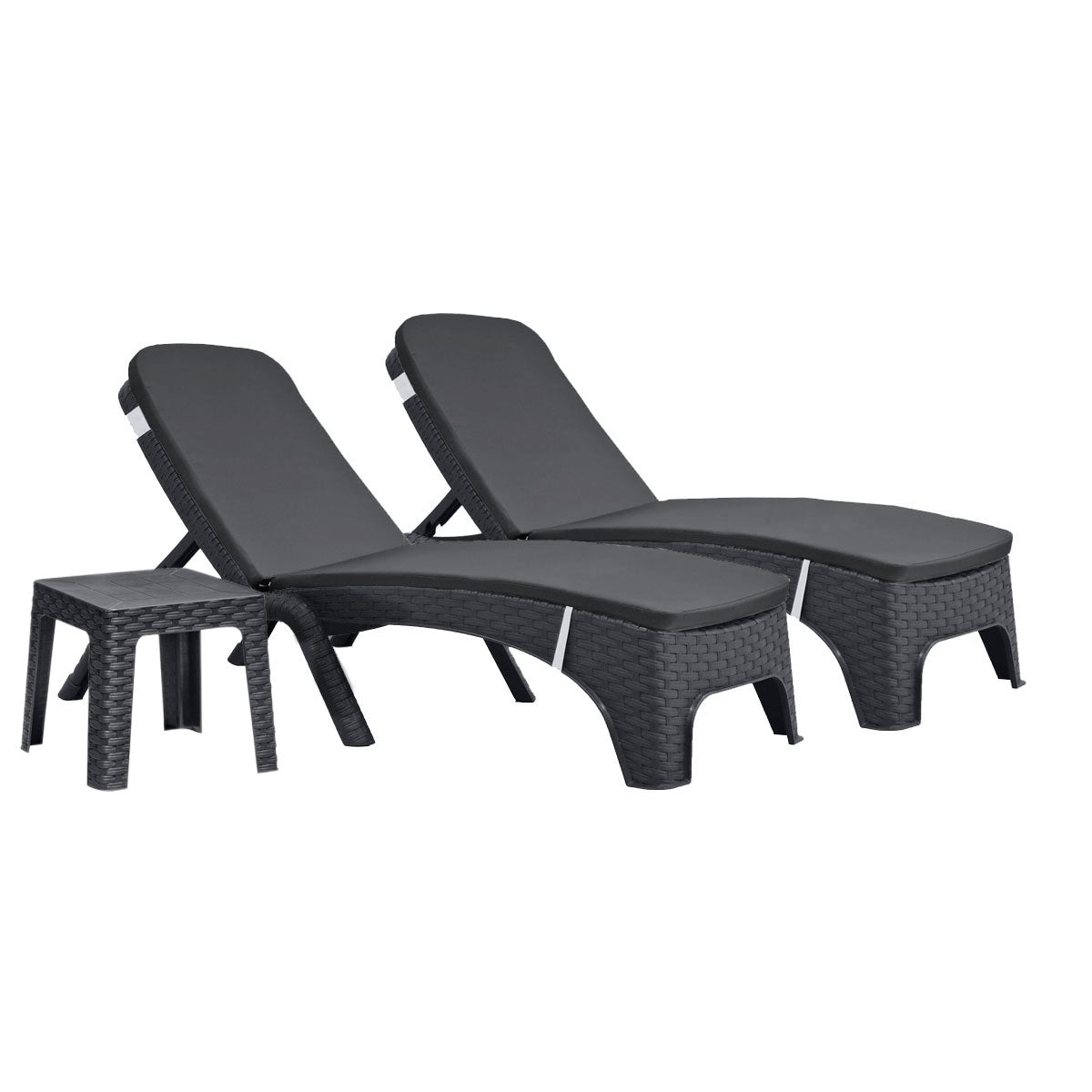 Rainbow Outdoor Roma 3-Piece Chaise Lounger Set With Cushion-Anthracite