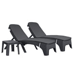 Rainbow Outdoor Roma 3-Piece Chaise Lounger Set With Cushion-Anthracite