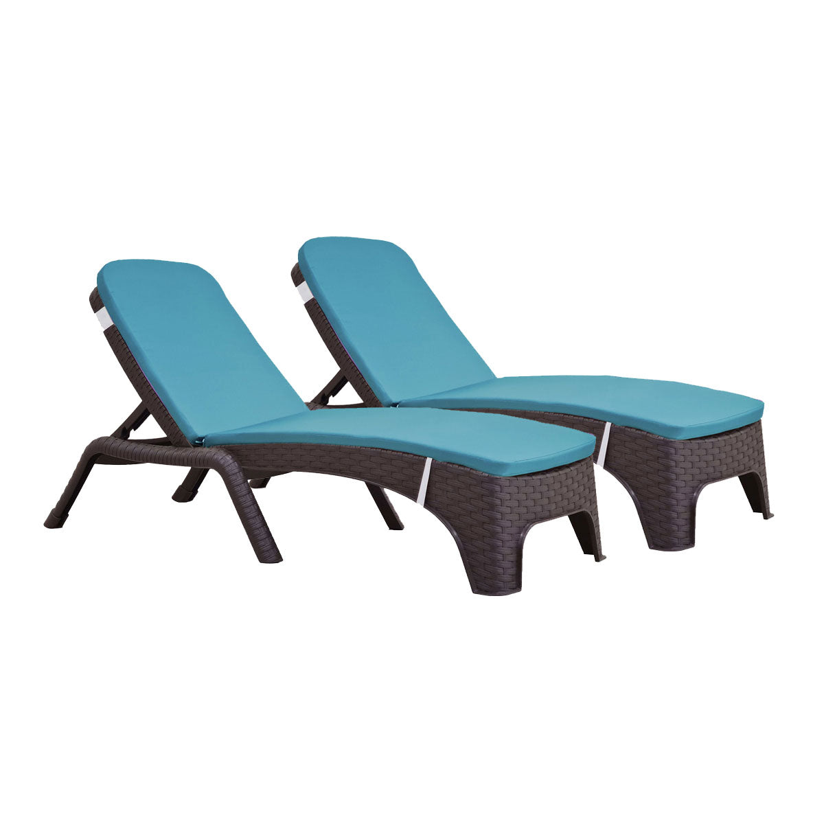 Rainbow Outdoor Roma Set of 2 Chaise Lounger With Cushion-Brown