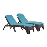 Rainbow Outdoor Roma Set of 2 Chaise Lounger With Cushion-Brown