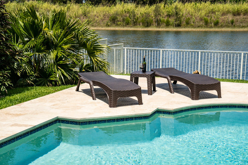 Rainbow Outdoor Roma 3-Piece Chaise Lounger Set-Brown
