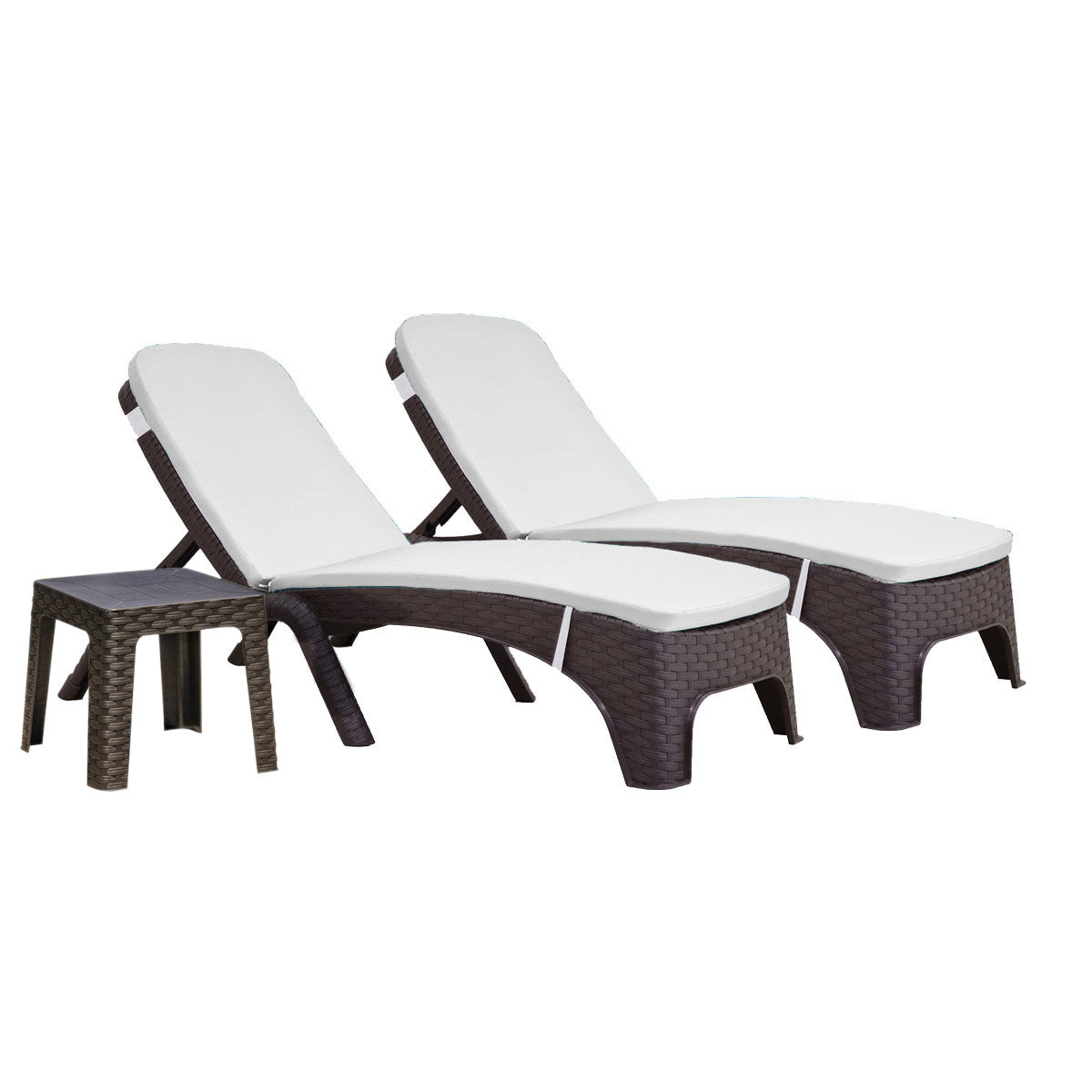 Rainbow Outdoor Roma 3-Piece Chaise Lounger Set With Cushion-Brown