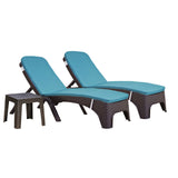 Rainbow Outdoor Roma 3-Piece Chaise Lounger Set With Cushion-Brown