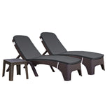 Rainbow Outdoor Roma 3-Piece Chaise Lounger Set With Cushion-Brown