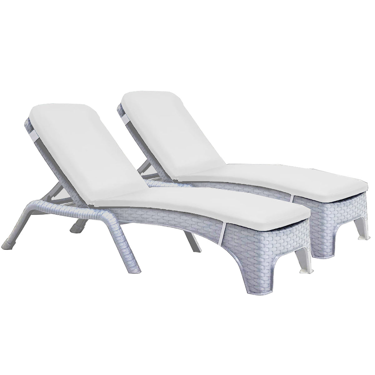 Rainbow Outdoor Roma Set of 2 Chaise Lounger With Cushion-White