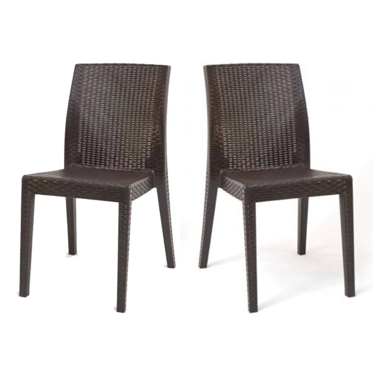 Rainbow Outdoor Siena Set of 2 Stackable Side chair-Brown