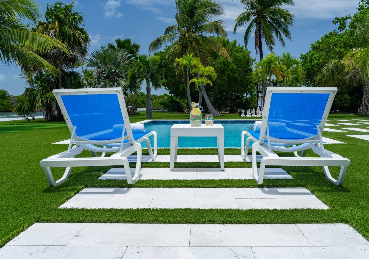 Rainbow Outdoor Florence Set of 2 Chaise Lounger - White - Blue Sling