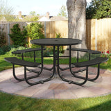 Chery Industrial 46" Metal Round Portable Picnic Table with Umbrella Hole