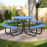 Chery Industrial 46" Metal Round Portable Picnic Table with Umbrella Hole