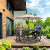 Chery Industrial 46" Metal Round Portable Picnic Table with Umbrella Hole