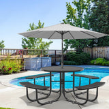 Chery Industrial 46" Metal Round Portable Picnic Table with Umbrella Hole