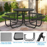 Chery Industrial 46" Metal Round Portable Picnic Table with Umbrella Hole