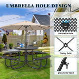 Chery Industrial 46" Metal Round Portable Picnic Table with Umbrella Hole