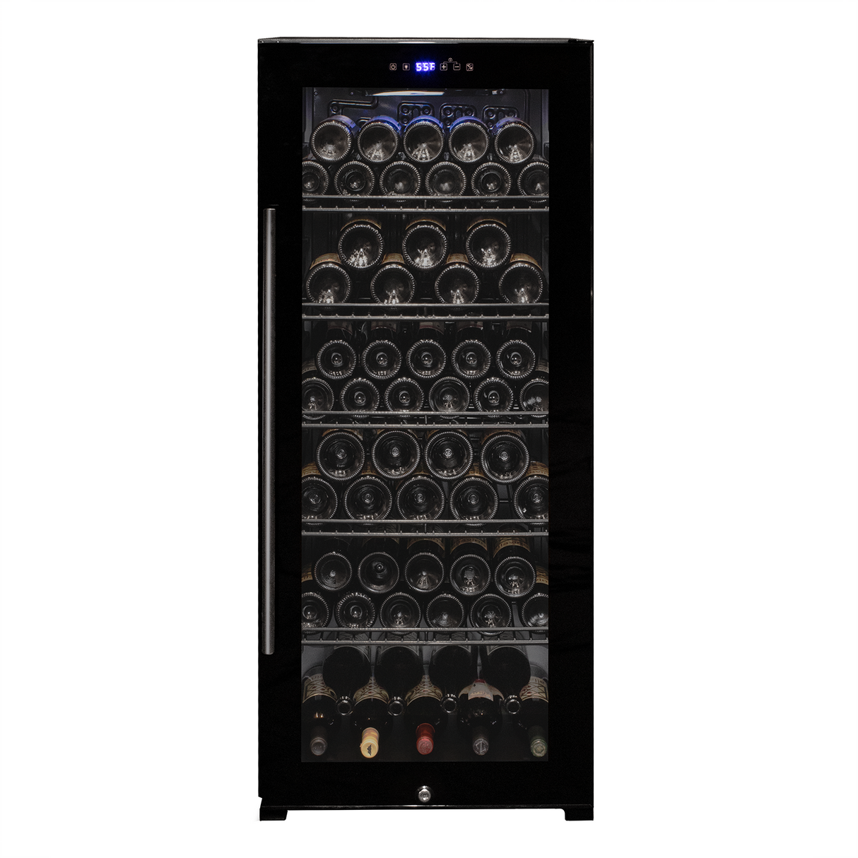 Allavino Contemporary 102 Bottle Single Zone Freestanding Wine Refrigerator with Black Glass Door KWR102S-1BGR