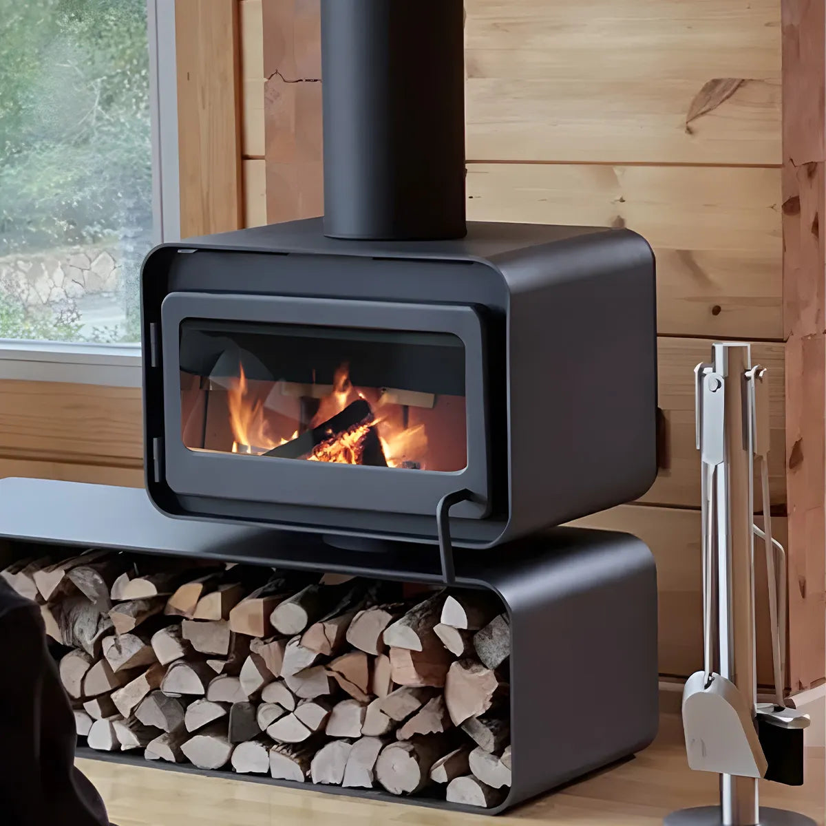 HearthArtSinn Ember 4 Simple Rotating Wood Burning Fireplace Wood Stove