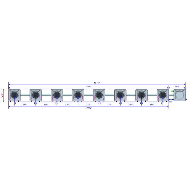 Alien Hydroponics AERO 8 Pot 1 Row Kit