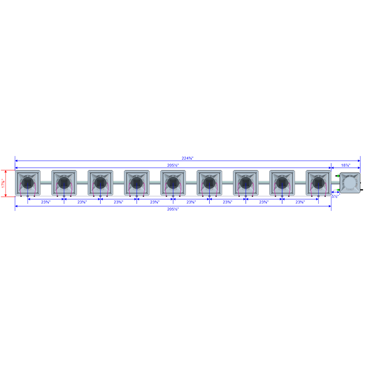 Alien Hydroponics AERO 9 Pot 1 Row Kit