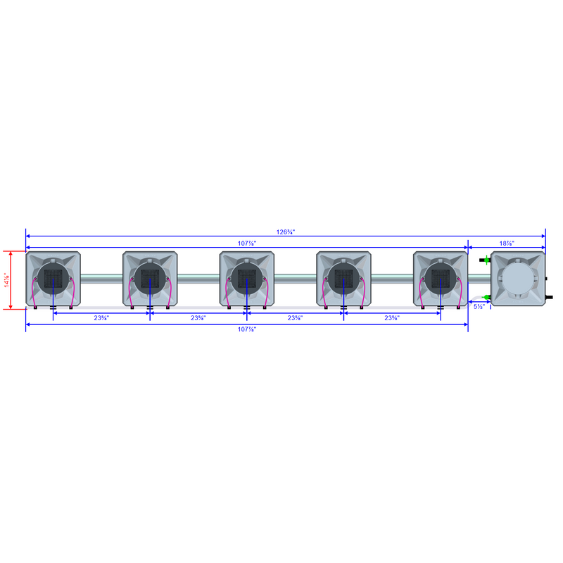 Alien Hydroponics AERO 5 Pot 1 Row Kit