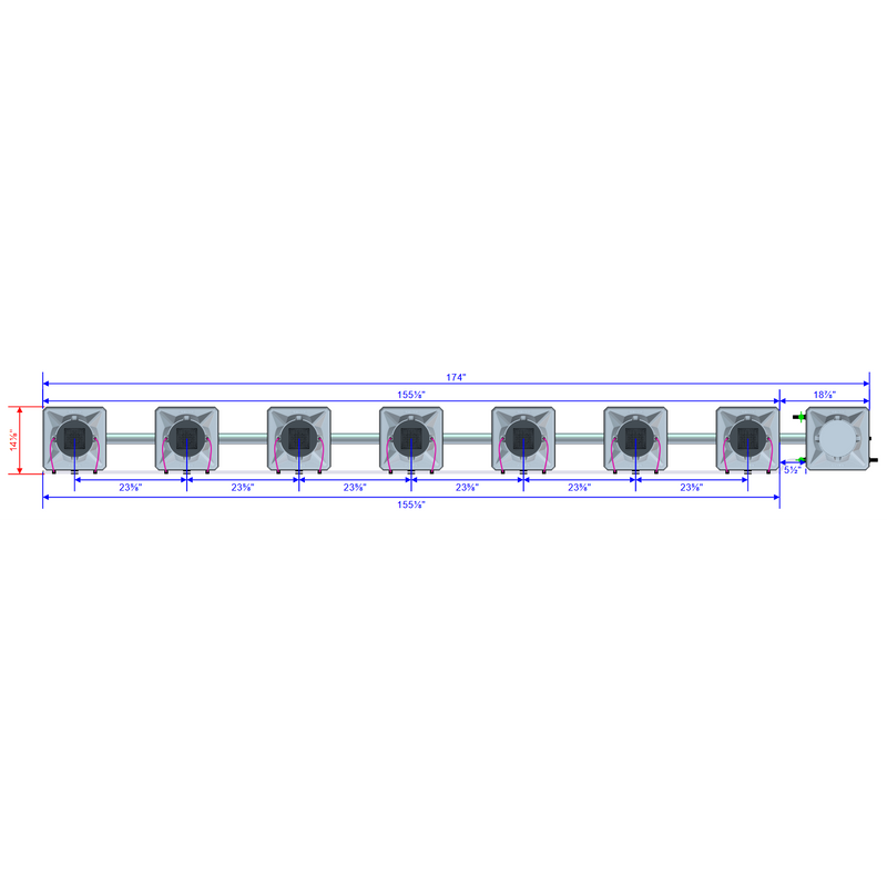 Alien Hydroponics AERO 7 Pot 1 Row Kit