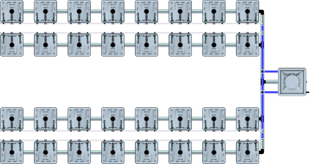Alien Hydroponics RAIN 32 Pot 4 Row Kit