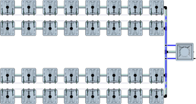 Alien Hydroponics RAIN 32 Pot 4 Row Kit