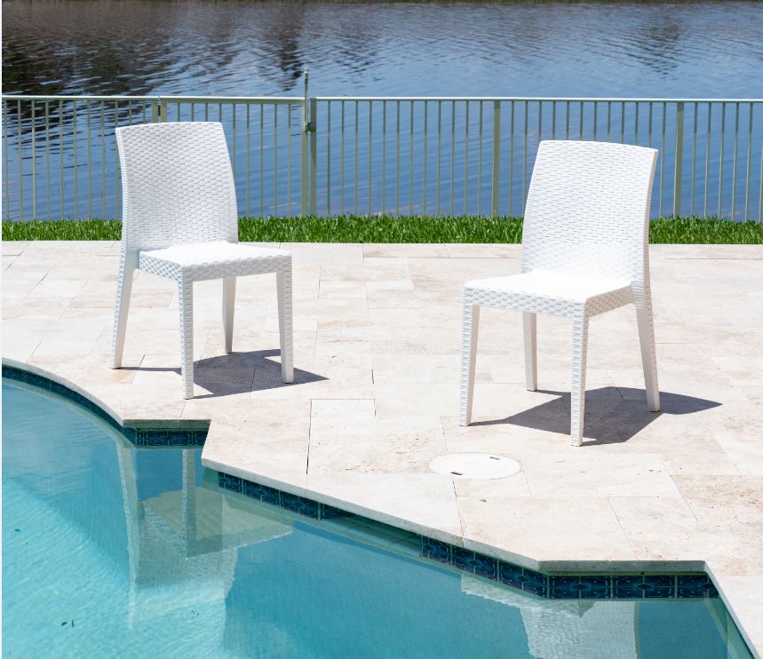 Rainbow Outdoor Siena Set of 2 Stackable Side chair-White