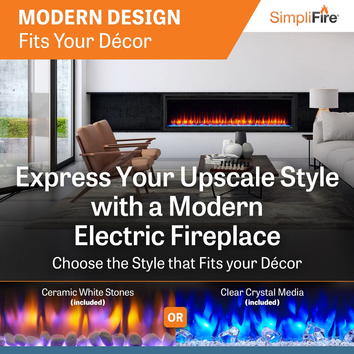 SimpliFire Allusion Platinum 72-Inch Wall Mount/Recessed Linear Electric Fireplace