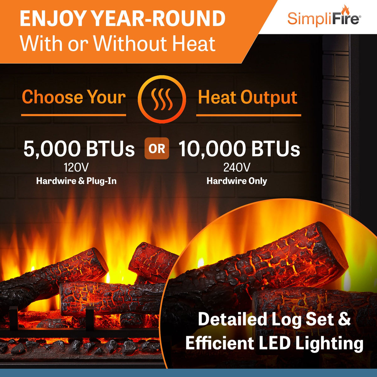 SimpliFire 30-Inch Built-In Electric Fireplace