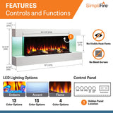 SimpliFire Format 50-Inch Floating Mantel Wall Mount Linear Electric Fireplace