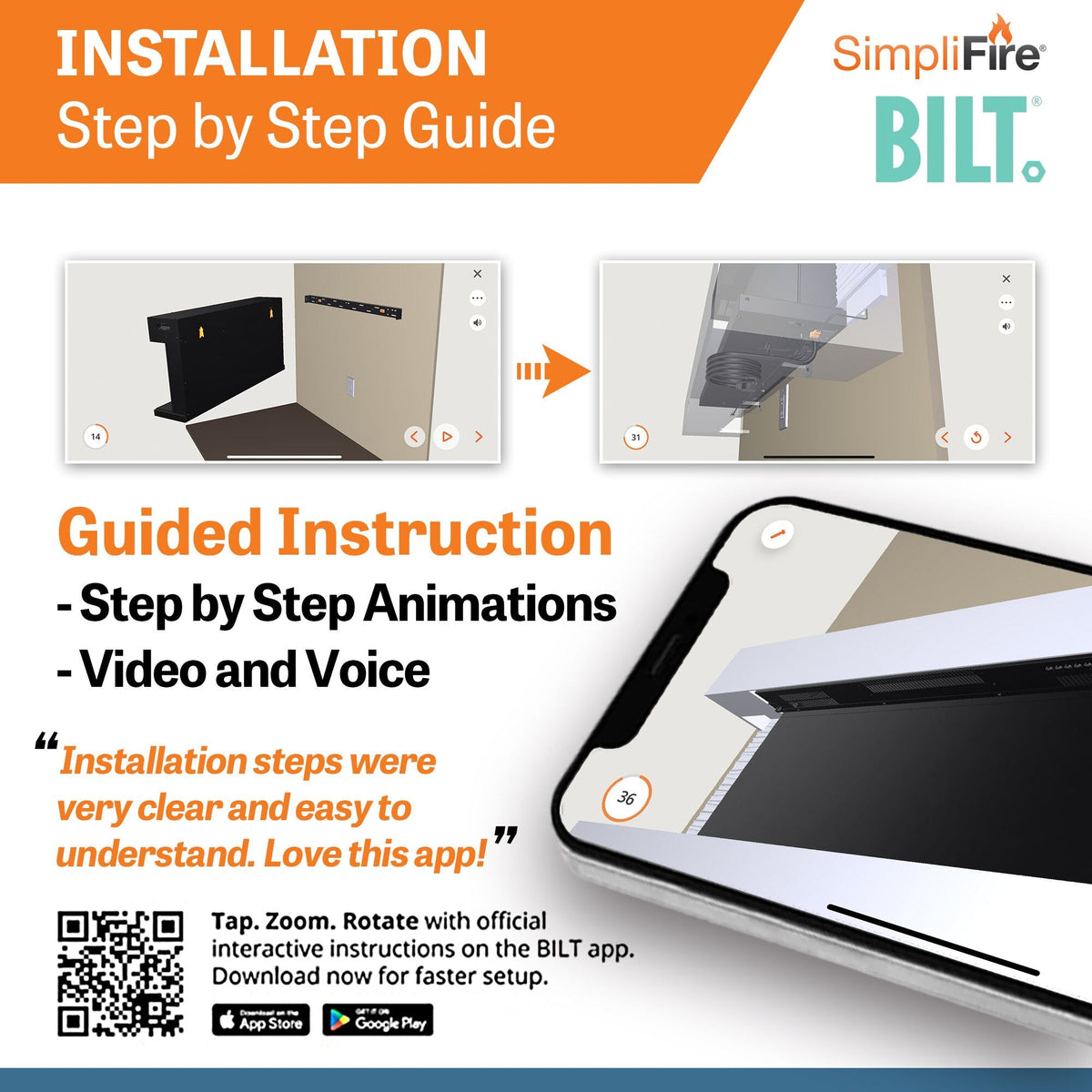 SimpliFire Format 50-Inch Floating Mantel Wall Mount Linear Electric Fireplace