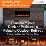 SimpliFire Forum Outdoor 43-Inch Built-In/Recessed Linear Electric Fireplace