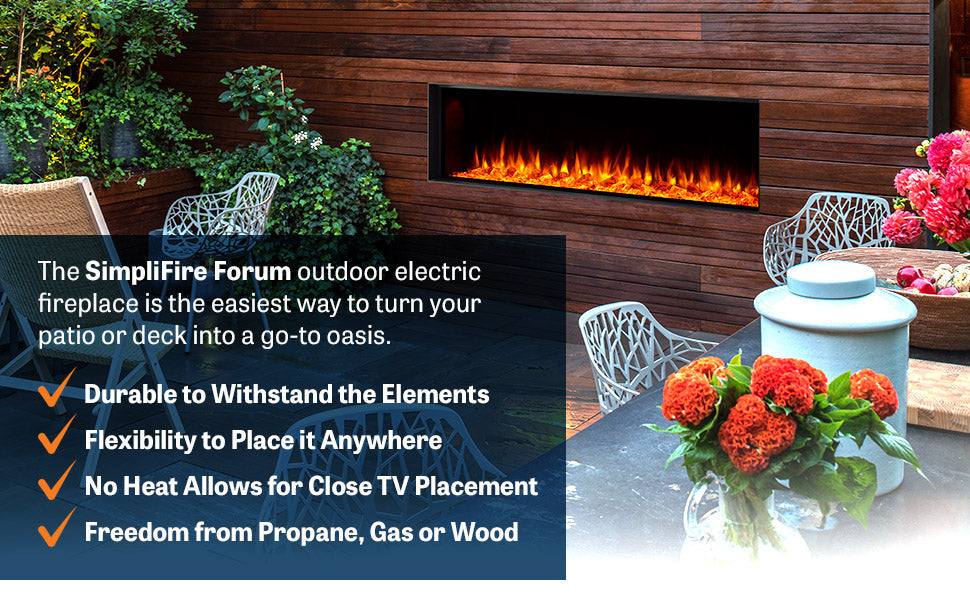 SimpliFire Forum Outdoor 43-Inch Built-In/Recessed Linear Electric Fireplace