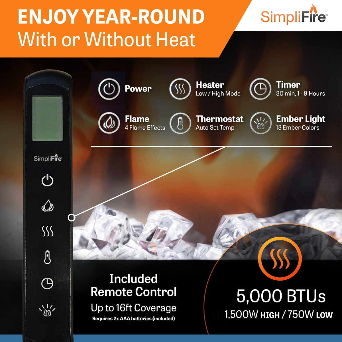 SimpliFire Scion 43-Inch Built-In Linear Electric Fireplace