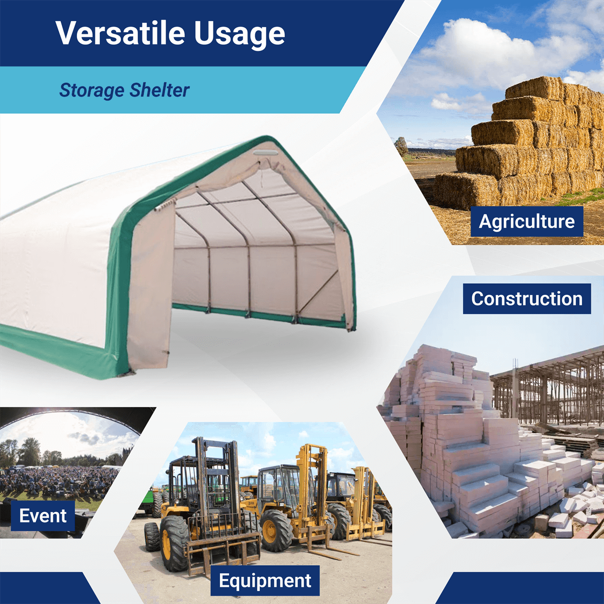 Chery Industrial Single Truss Storage Shelter W20'xL20'xH12'