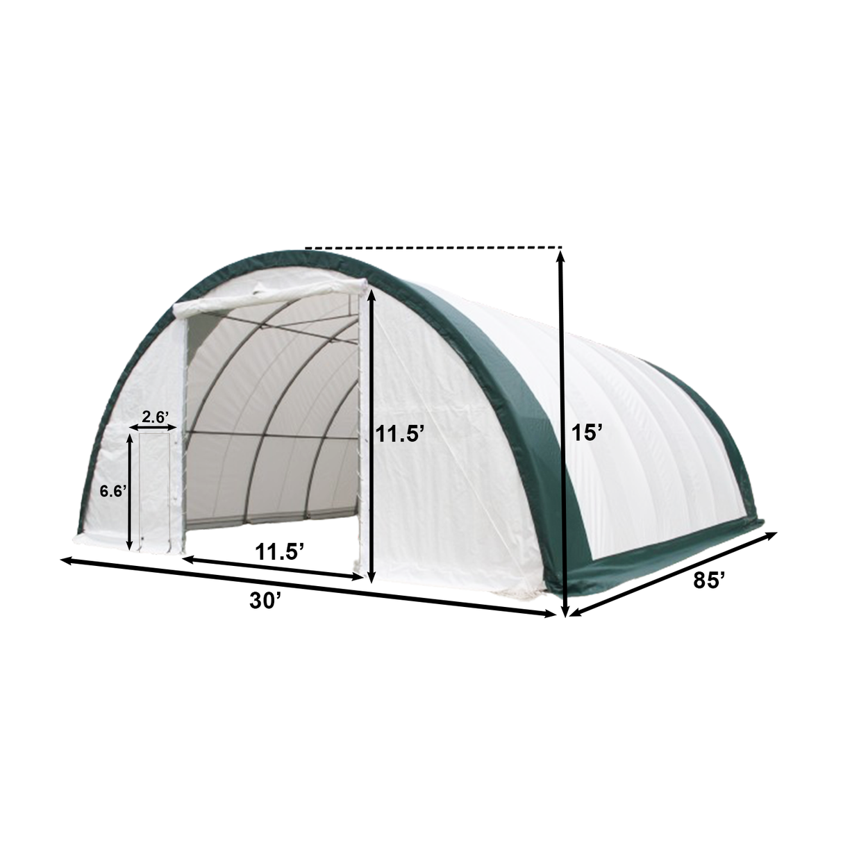 Chery Industrial Gold Mountain 30’ x 85’ x 15’ Single Truss Arch Storage Shelter