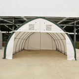 Chery Industrial Gold Mountain 20’ x 42’ x 12’ Single Truss Arch Storage Shelter – 840 sq ft Galvanized Steel Frame, 11 oz PE Canopy