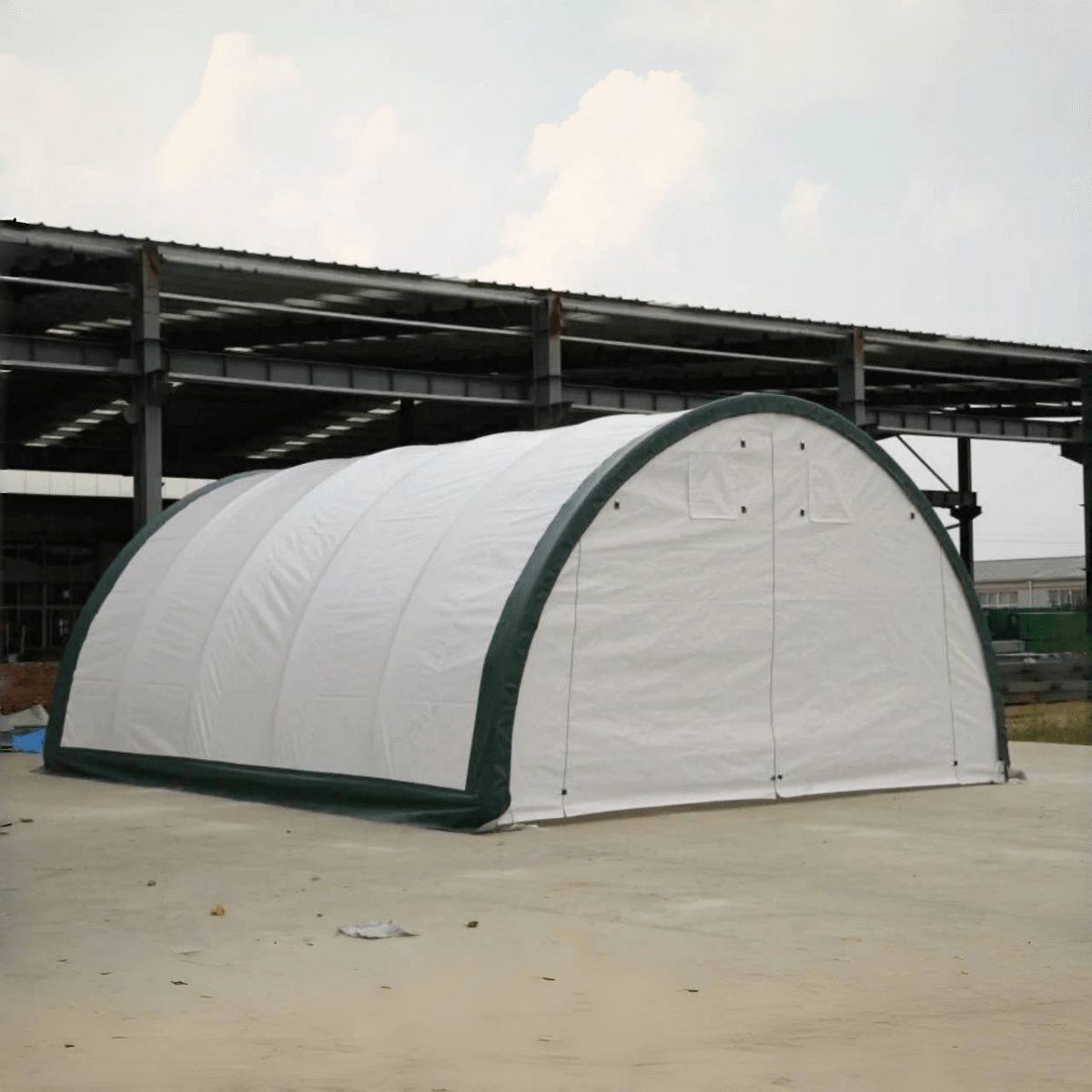 Chery Industrial Gold Mountain 20’ x 42’ x 12’ Single Truss Arch Storage Shelter – 840 sq ft Galvanized Steel Frame, 11 oz PE Canopy