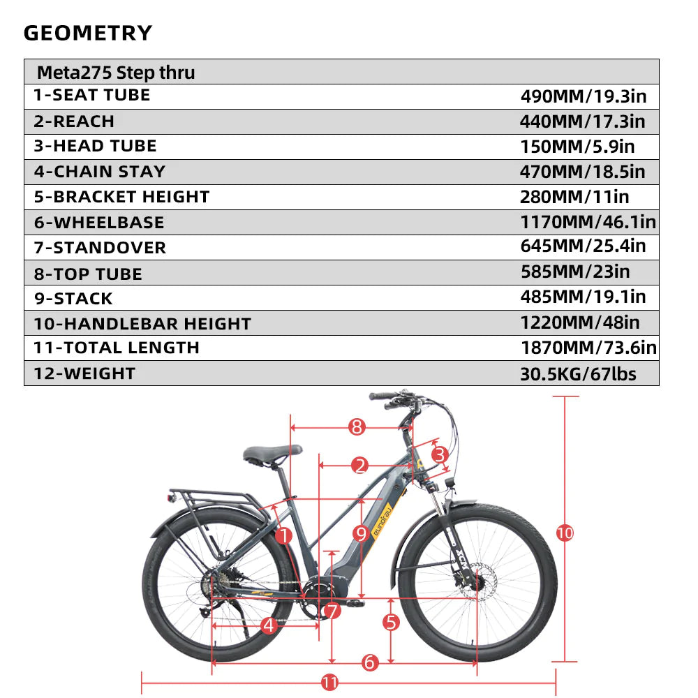Eunorau Meta275 48V 500W Electric Cruiser Bike