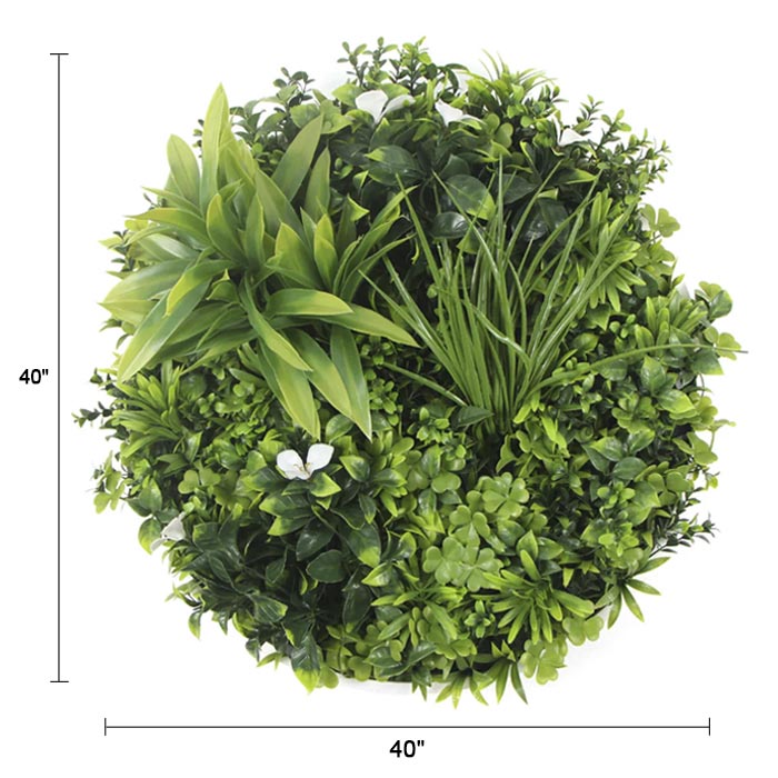 Designer Plants USA Slimline Flowering White Artificial Green Wall Disc UV Resistant 40"