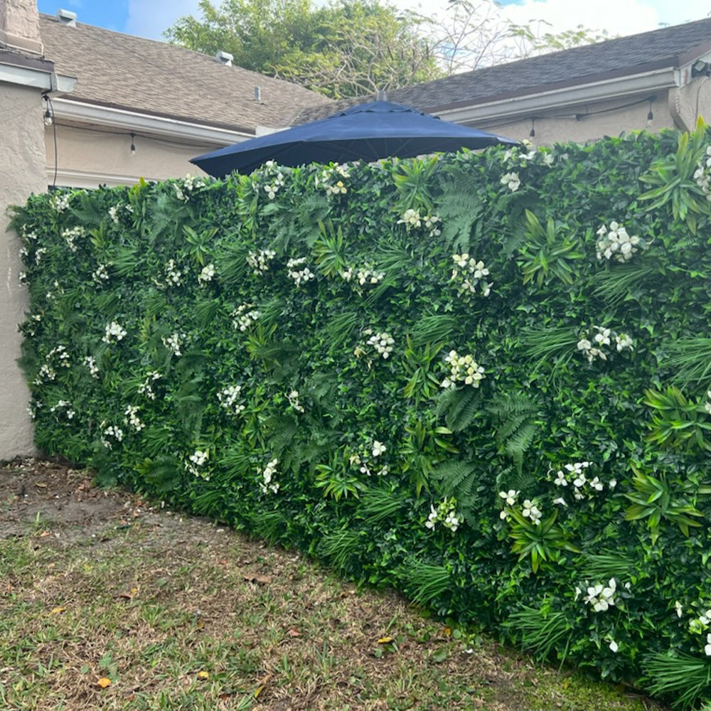 Designer Plants USA Luxury Snowy White Artificial Vertical Garden 40 x 40 Commercial Grade