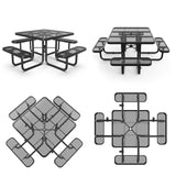 46” Square Metal Picnic Table with Umbrella Hole