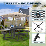 46” Square Metal Picnic Table with Umbrella Hole