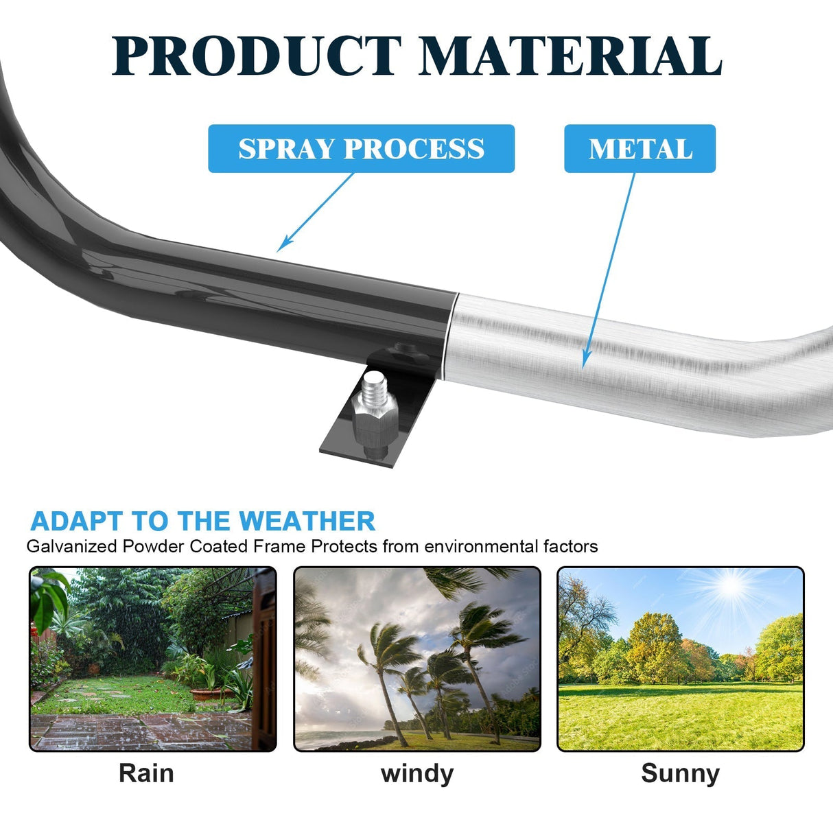 46” Square Metal Picnic Table with Umbrella Hole